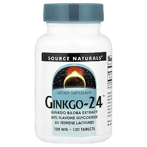 Ginkgo-24 Extrato de Ginkgo Biloba 120 mg 120 Comprimidos - Source Naturals