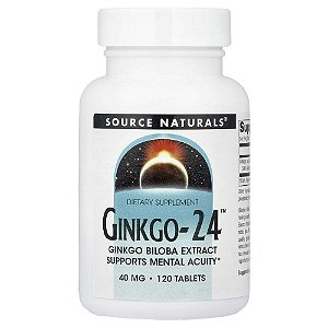 Ginkgo-24 Extrato de Ginkgo Biloba 40 mg 120 Comprimidos - Source Naturals