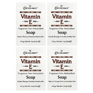 Sabonete em Barra com Vitamina E Sem Perfume 4 Unidades de 113 g - Cococare
