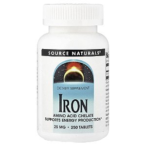 Ferro Quelado 25 mg 250 Comprimidos - Source Naturals