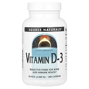 Vitamina D3 2000 UI 50 mcg 200 Cápsulas - Source Naturals