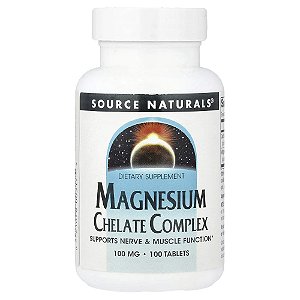 Complexo de Magnésio Quelado 100 mg 100 Comprimidos - Source Naturals