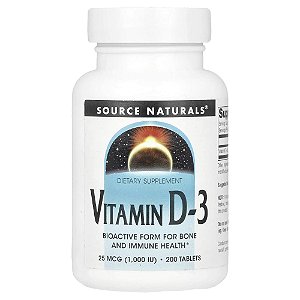 Vitamina D3 1000 UI 25 mcg 200 Comprimidos - Source Naturals