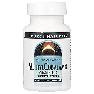 Metilcobalamina Vitamina B12 Sabor Cereja 1 mg 120 Pastilhas - Source Naturals