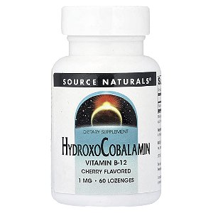 Hidroxocobalamina Vitamina B12 Sabor Cereja 1 mg 60 Pastilhas - Source Naturals