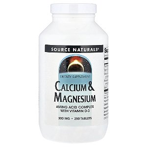 Cálcio e Magnésio 300 mg 250 Comprimidos - Source Naturals