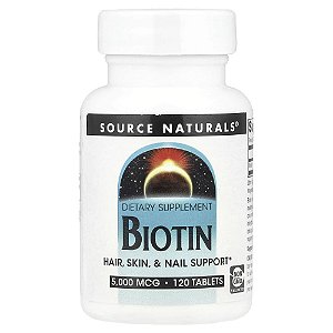 Biotina 5000 mcg 120 Comprimidos - Source Naturals