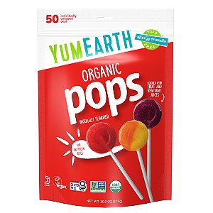 Pirulitos Orgânicos Sabores Sortidos 50 Pirulitos Embalados Individualmente 310 g - YumEarth