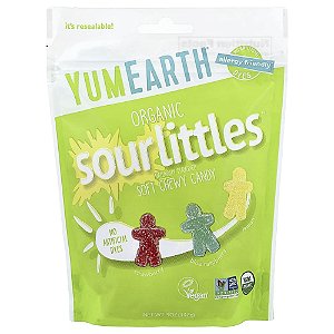 Gomas Azedas Organic SourLittles Gomas Mastigáveis Morango Framboesa Azul Limão 142 g - YumEarth