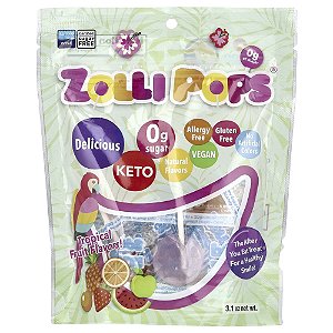 Original Balas para Dentes Limpos Sabores de Frutas Tropicais 88 g - Zollipops