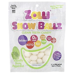 Snow Ballz da Zolli Hortelã-Pimenta Naturalmente Forte Aprox. 22 Unidades 88 g (88 g) - Zollipops