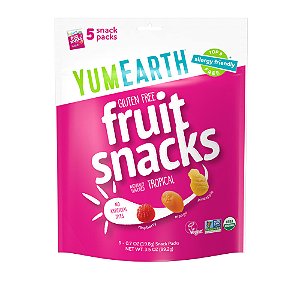 Lanches de Frutas Sem Glúten Frutas Tropicais 5 Pacotes 20 g Cada - YumEarth