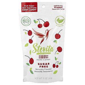 Naturals Bala Dura sem Açúcar Cereja e Cereja 85 g - Stevita