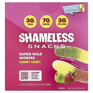 Gomas Super Wild Worlds Maçã Verde e Morango 6 Sacos 50 g Cada - Shameless Snacks