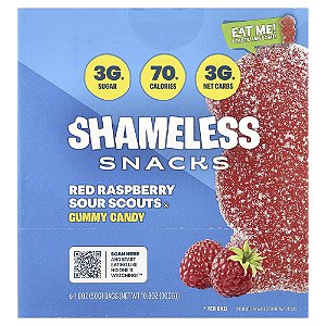 Gomas Framboesa Vermelha e Sour Scouts 6 Sacos 50 g Cada - Shameless Snacks