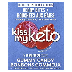 Gomas Frutos Silvestres Framboesa Morango 8 Sacos 25 g Cada - Kiss My Keto