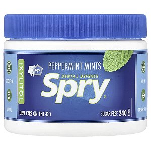 Spry Balas de Xilitol Hortelã-Pimenta Sem Açúcar 240 Unidades 144 g - Xlear
