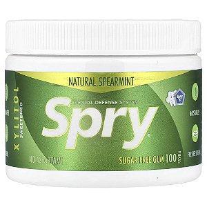 Spry Goma de Mascar Sem Açúcar Hortelã Natural 100 Unidades - Xlear