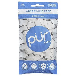 Goma de Mascar Hortelã-Pimenta Sem Açúcar 55 Unidades 77 g - The PUR Company