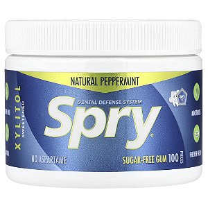 Spry Goma de Mascar Sem Açúcar Hortelã-Pimenta Natural 100 Unidades - Xlear