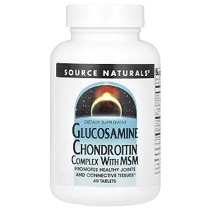 Glicosamina e Condroitina com MSM 60 Comprimidos - Source Naturals