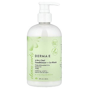 Clean Curls Condicionador 2 em 1 para Cachos + Co-Wash Para Cabelos Ondulados Cacheados e Crespos 355 ml - DERMA E