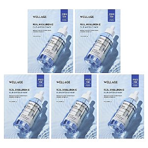 Máscara Facial com Ampola Azul de Ácido Hialurônico 5 Máscaras - Wellage