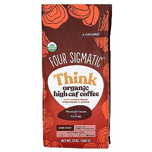 Think Café Orgânico com Alto Teor de Cafeína com Cogumelo Juba-de-Leão e Yacon Moído Torra Escura 340 g - Four Sigmatic