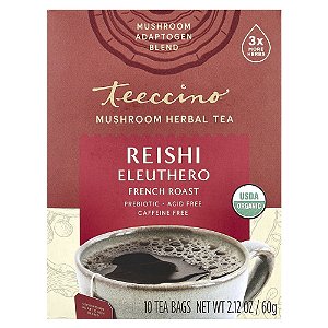 Infusão de Cogumelos e Ervas Reishi e Eleuthero Orgânico Sem Cafeína 10 Saquinhos de Chá 60 g - Teeccino