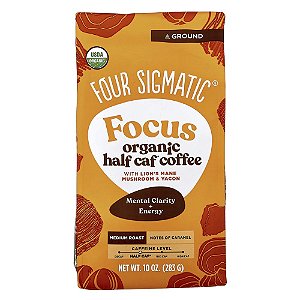 Focus Café Orgânico Semidescafeinado com Cogumelo Juba-de-Leão e Yacon Moído Torra Média 283 g - Four Sigmatic