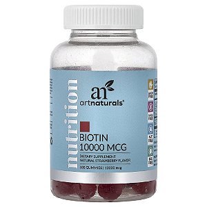Suplemento de Biotina em Gomas 10000mcg Sabor Morango 100 Gomas - Artnaturals