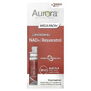 Suplemento Líquido NAD+ Lipossomal e Resveratrol 32 Sachês - Aurora Nutrascience