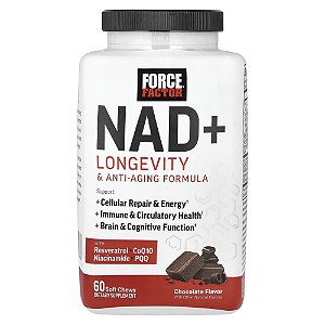 Suplemento Antienvelhecimento NAD+ Sabor Chocolate 60 Cápsulas Mastigáveis - Force Factor