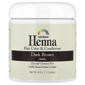 Henna Tintura e Condicionador Capilar Castanho Escuro 113 g - Rainbow Research