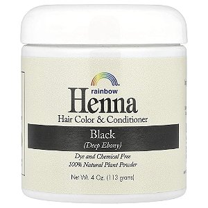 Henna Tintura e Condicionador Capilar Preto 113 g - Rainbow Research