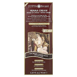 Creme de Henna Tintura Capilar Castanho Escuro 70 ml - Surya Brasil