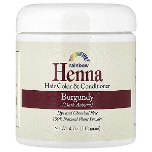Henna Tintura e Condicionador Capilar Castanho Avermelhado Burgundy 113 g - Rainbow Research