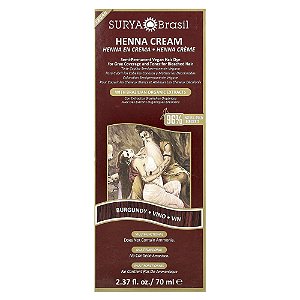 Creme de Henna Tintura e Tratamento Borgonha 70 ml - Surya Brasil