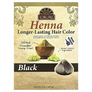 Henna Tintura Capilar de Longa Duração Preto 57 g - Okay Pure Naturals