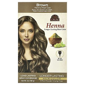 Henna Tintura Capilar de Longa Duração Castanho 57 g - Okay Pure Naturals