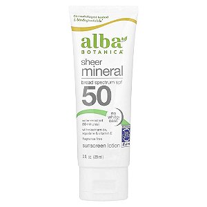 Protetor Solar Mineral Sheer Mineral FPS 50 Sem Perfume 89 ml - Alba Botanica
