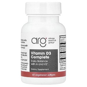 Suplemento de Vitamina D3 Completa 60 Cápsulas Softgel Vegetarianas - Allergy Research Group
