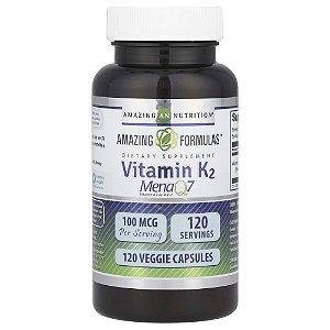 Suplemento de Vitamina K2 Amazing Formulas 100 mcg 120 Cápsulas Vegetais - Amazing Nutrition