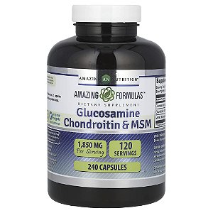 Suplemento de Glicosamina Condroitina e MSM 240 Cápsulas - Amazing Nutrition