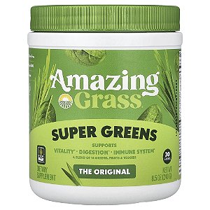 Suplemento de Verdes Orgânicos Super Greens em Pó Original 240 g - Amazing Grass