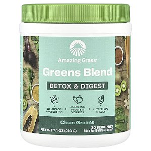 Suplemento de Verdes Orgânicos Super Greens Detox e Digestão 210 g - Amazing Grass