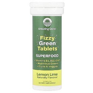 Comprimidos Verdes Efervescentes Green Superfood Sabor Limão e Limão Taiti 10 Comprimidos - Amazing Grass