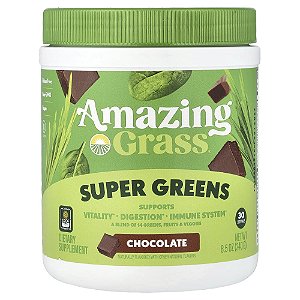 Suplemento de Verdes Orgânicos Super Greens Sabor Chocolate 240 g - Amazing Grass