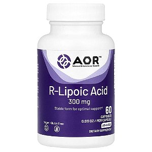 Suplemento de Ácido R-Lipoico R-Lipoic Acid 300 mg 60 Cápsulas Vegetais - Advanced Orthomolecular Research AOR