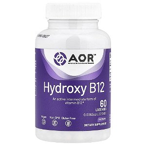 Suplemento de Vitamina B12 Hydroxy B12 1000 mcg 60 Pastilhas Sublinguais - Advanced Orthomolecular Research AOR